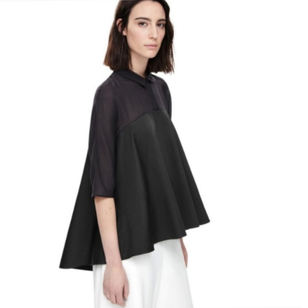 COS Black Voluminous Panel Blouse